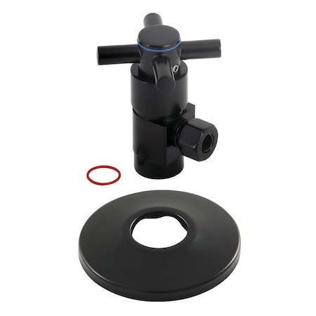 Kingston Brass 1/2"IPS x 3/8"O.D. Anti-Seize Deluxe Quarter-Turn Ceramic Hardisc Cartridge Angle Stop, Matte Black CD43300DXK